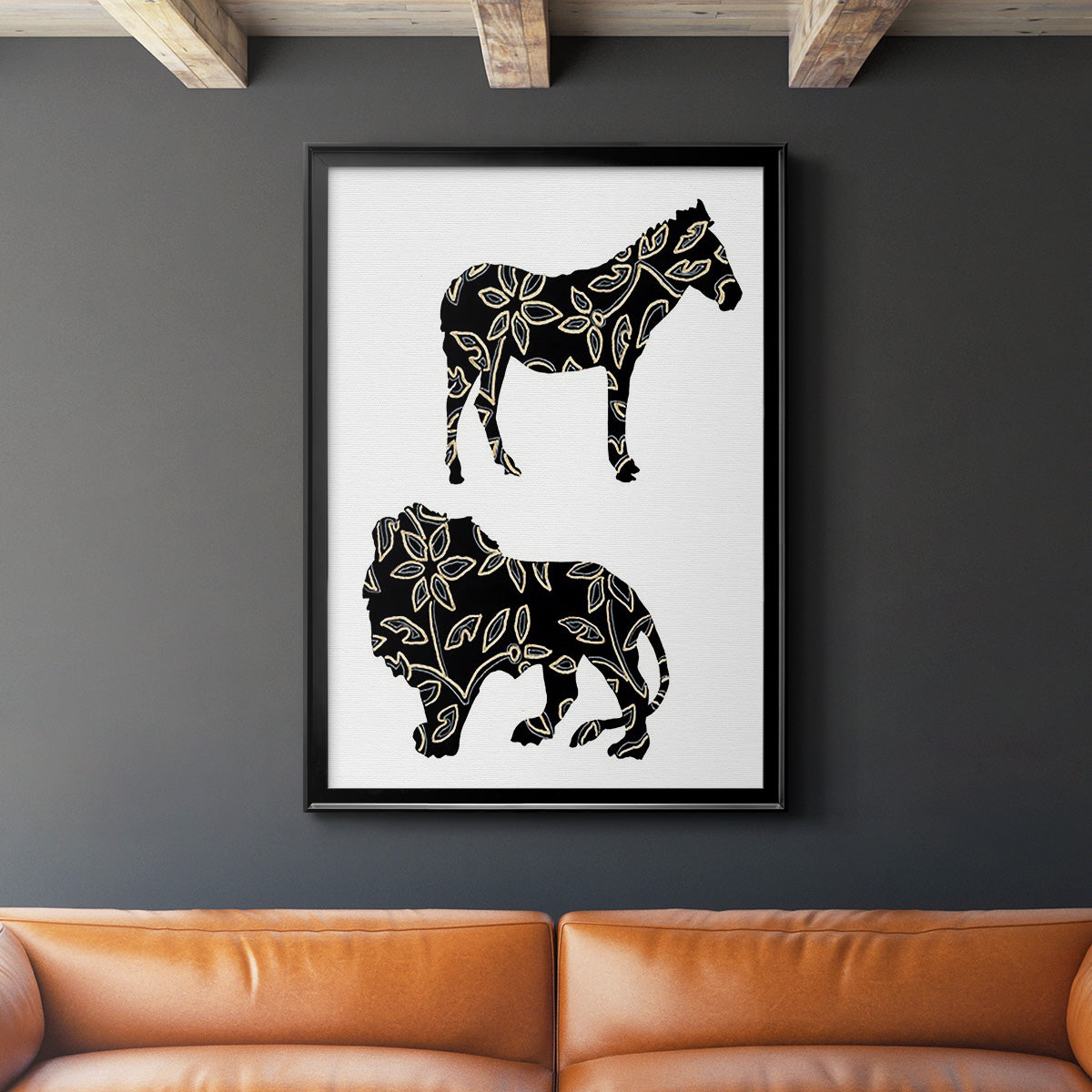 Ornamental Safari Animals I - Modern Framed Canvas Print