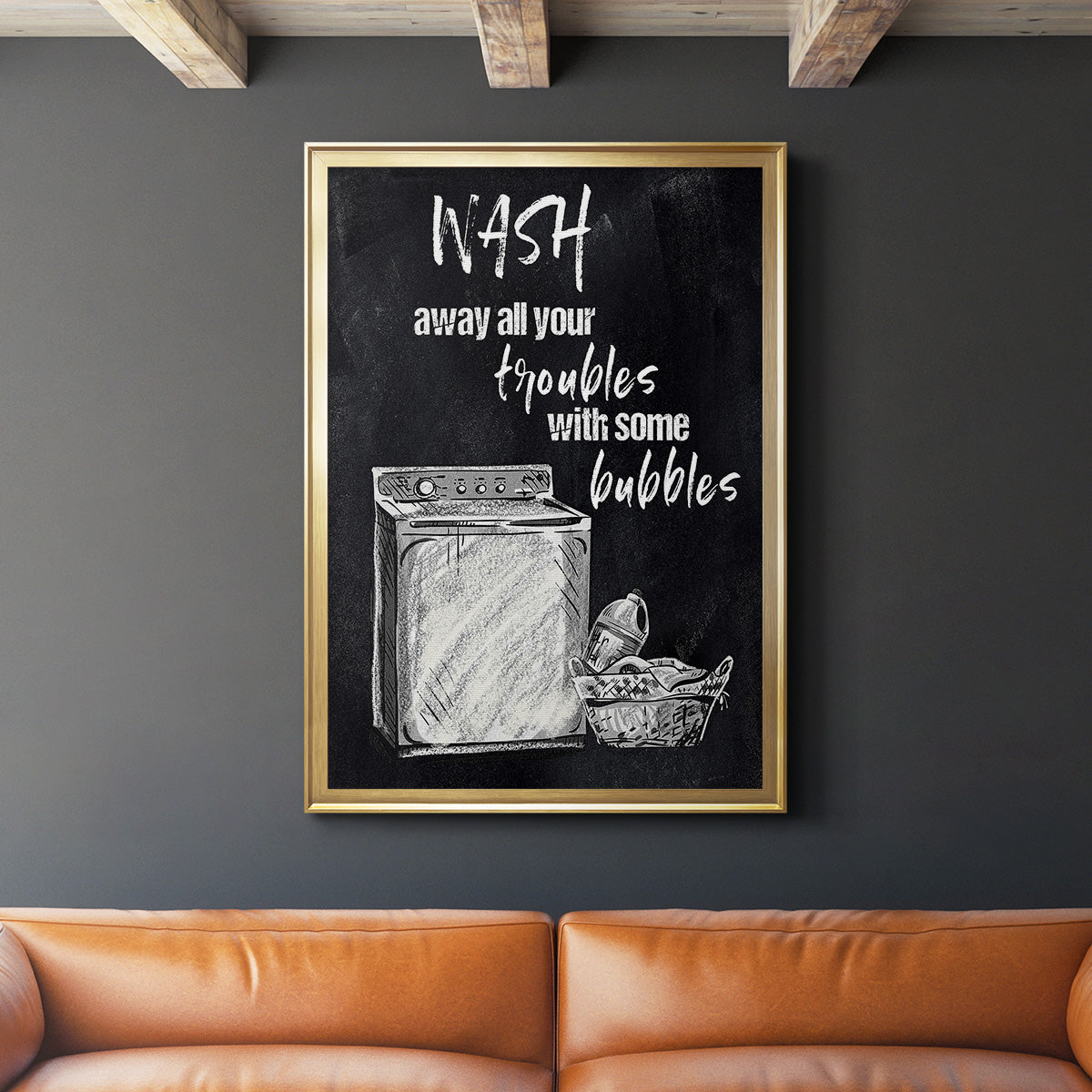 Wash Away Your Troubles - Modern Framed Canvas Print