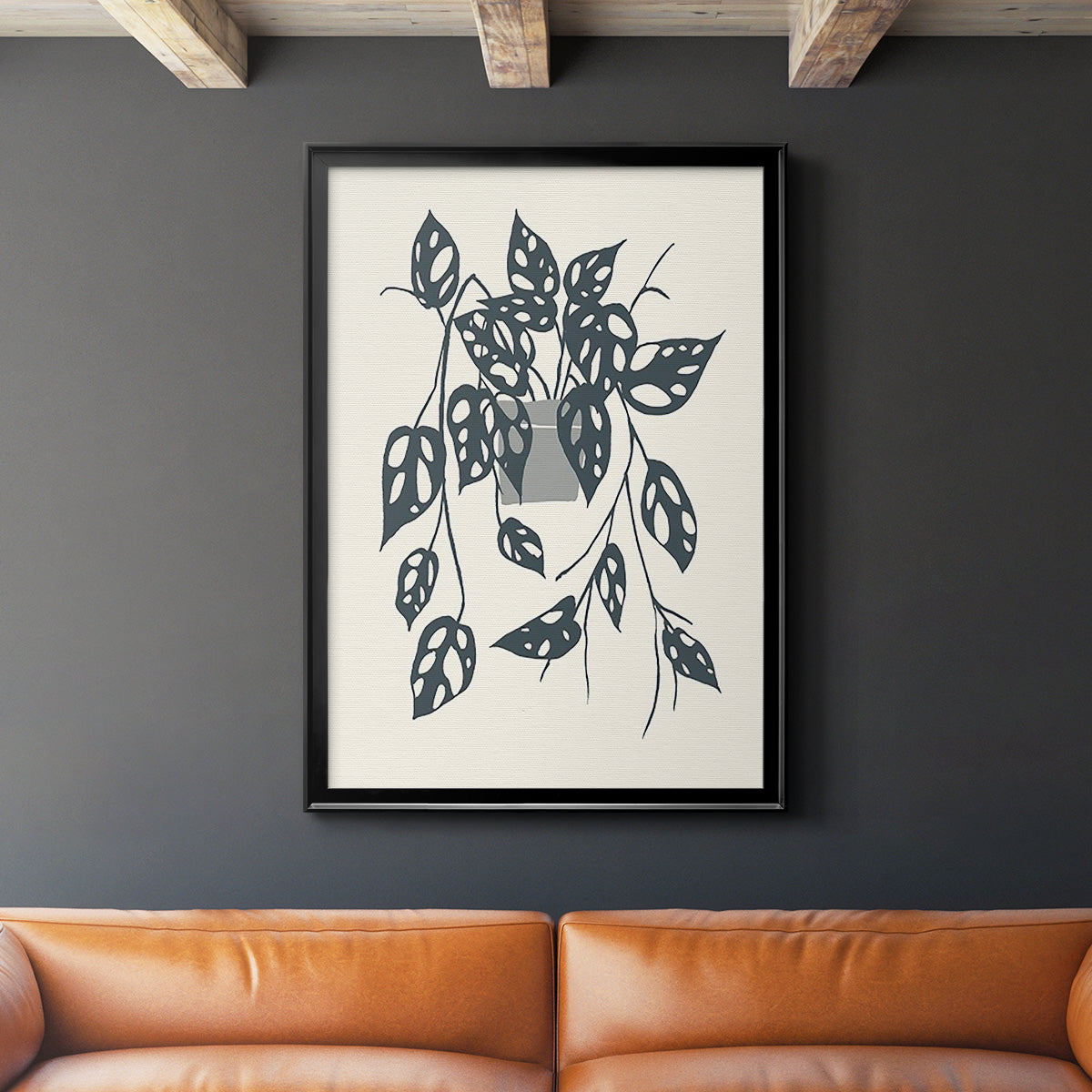 Growing Leaves V - Modern Framed Canvas Print