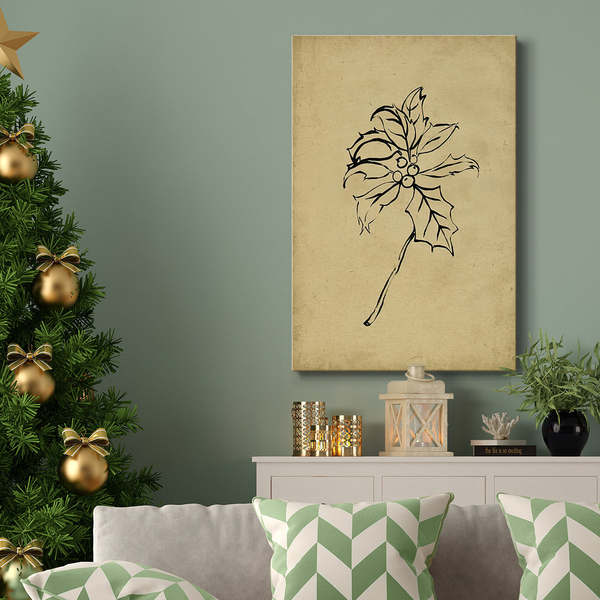 Holly Branch II - Gallery Wrapped Canvas