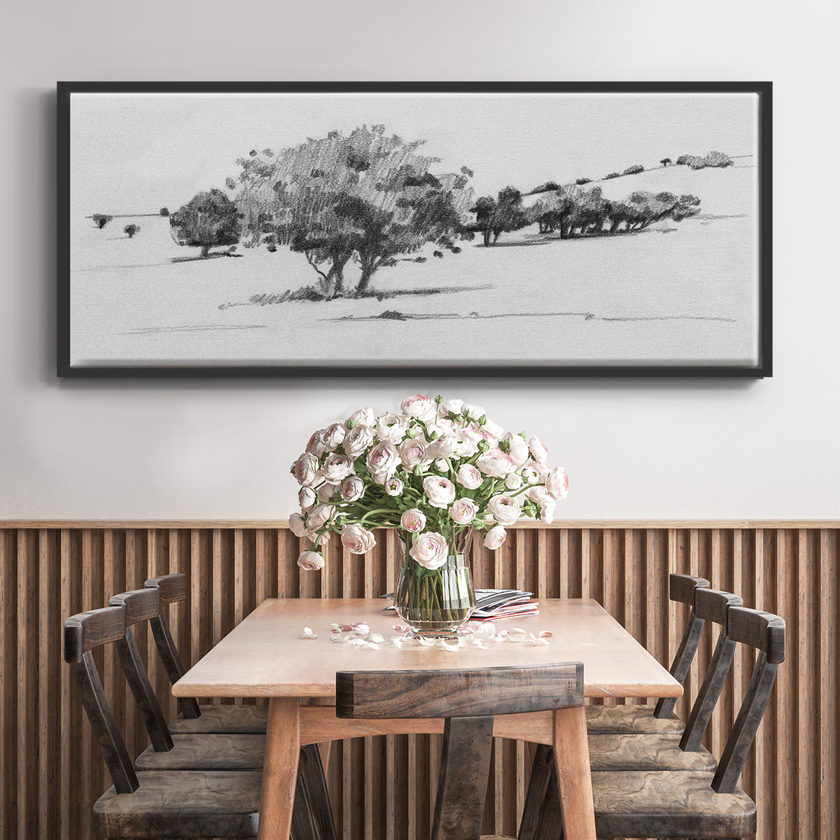 Treeline Sketch I - Floater Framed Canvas Print
