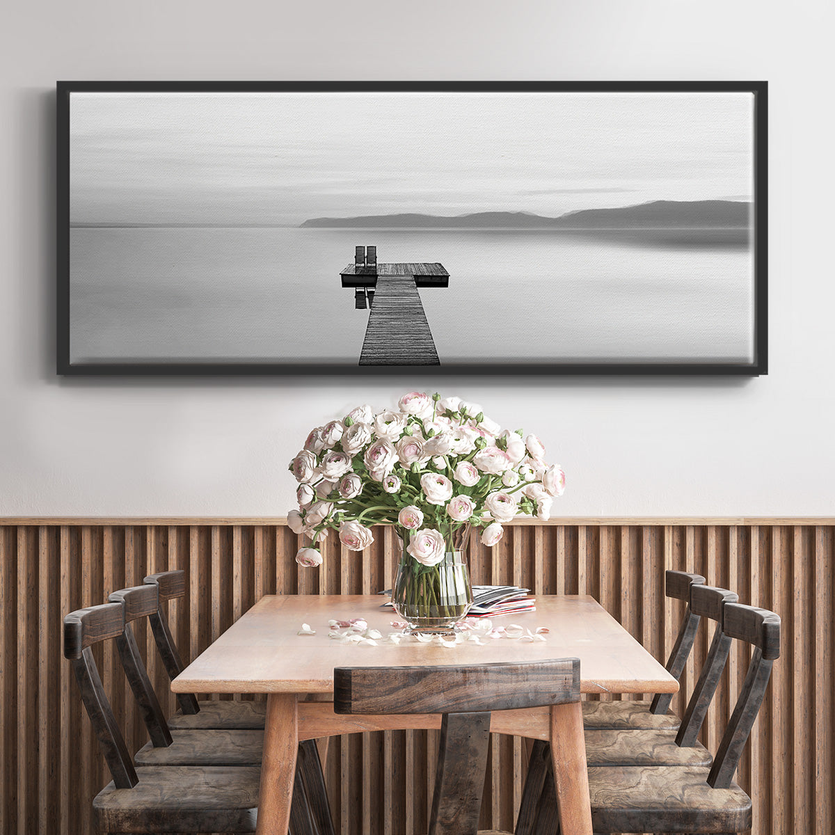 Black & White Water Panel XII - Floater Framed Canvas Print