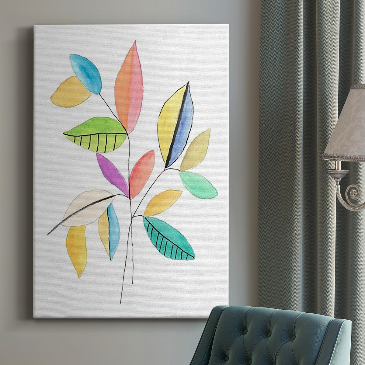 Color Pop Leaves I - Canvas Art Print