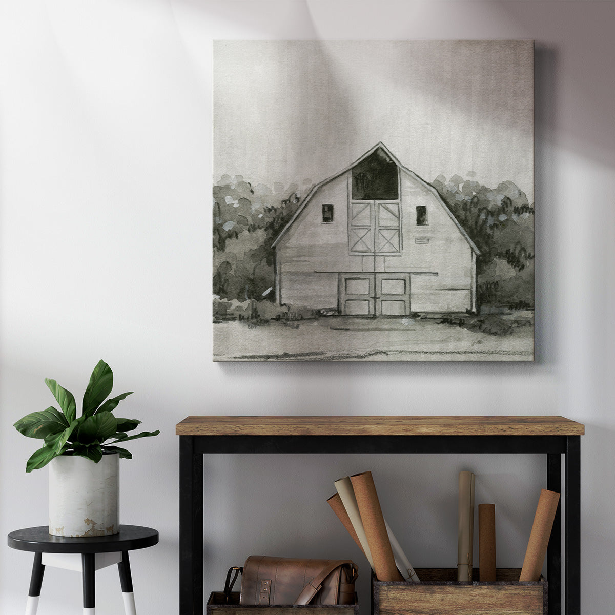 Solemn Barn Sketch III-Premium Gallery Wrapped Canvas - Ready to Hang