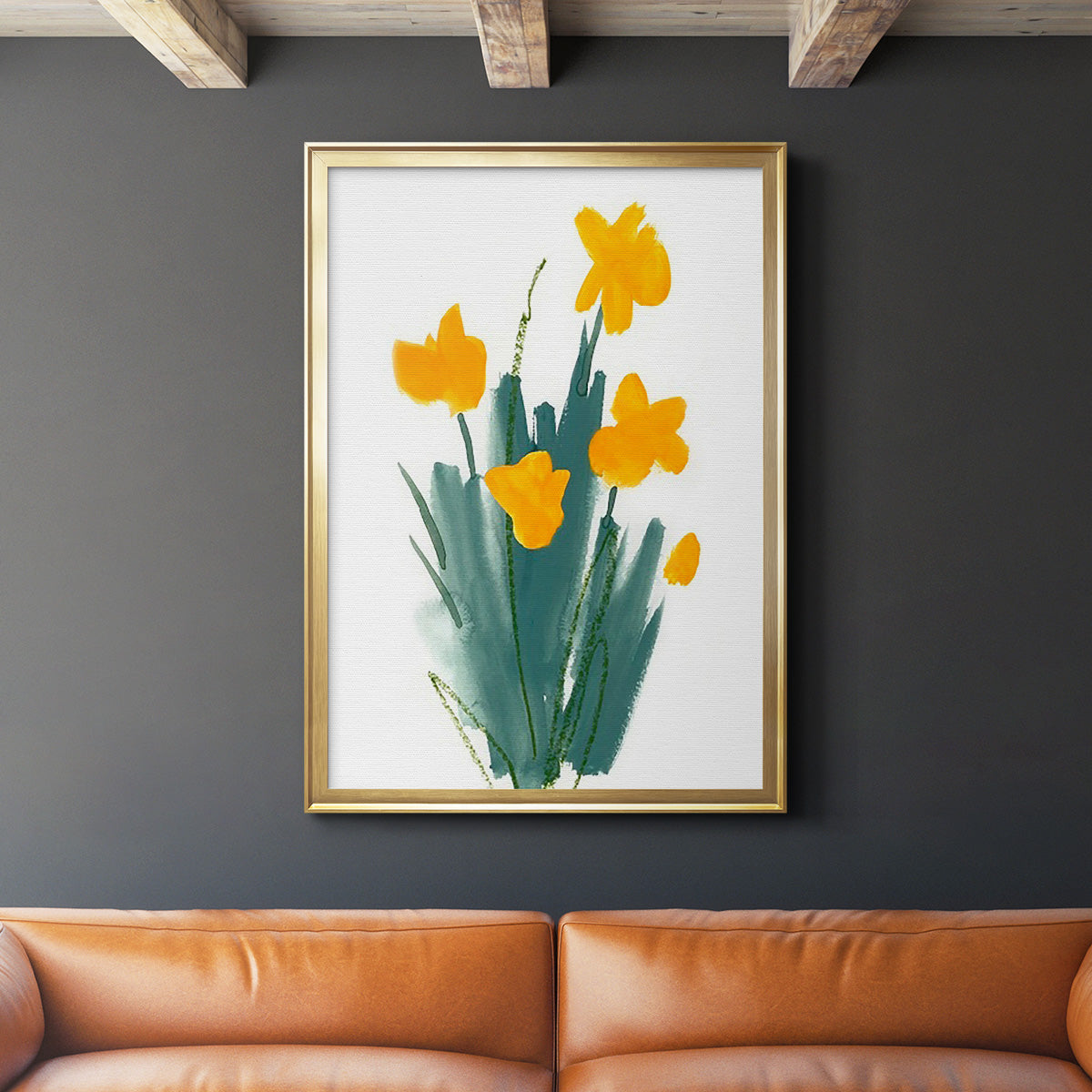 Daffodil Bunch II - Modern Framed Canvas Print