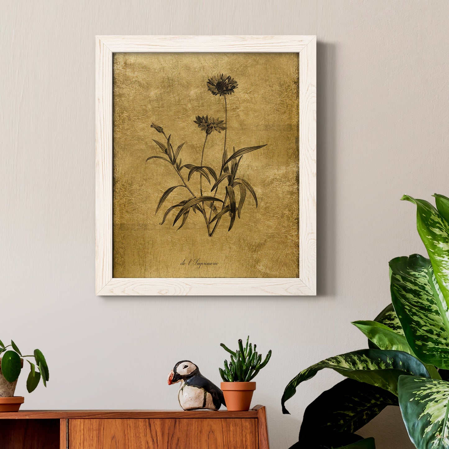 Gold Sketch Botanical I - Premium Canvas Framed in Barnwood - Ready to Hang