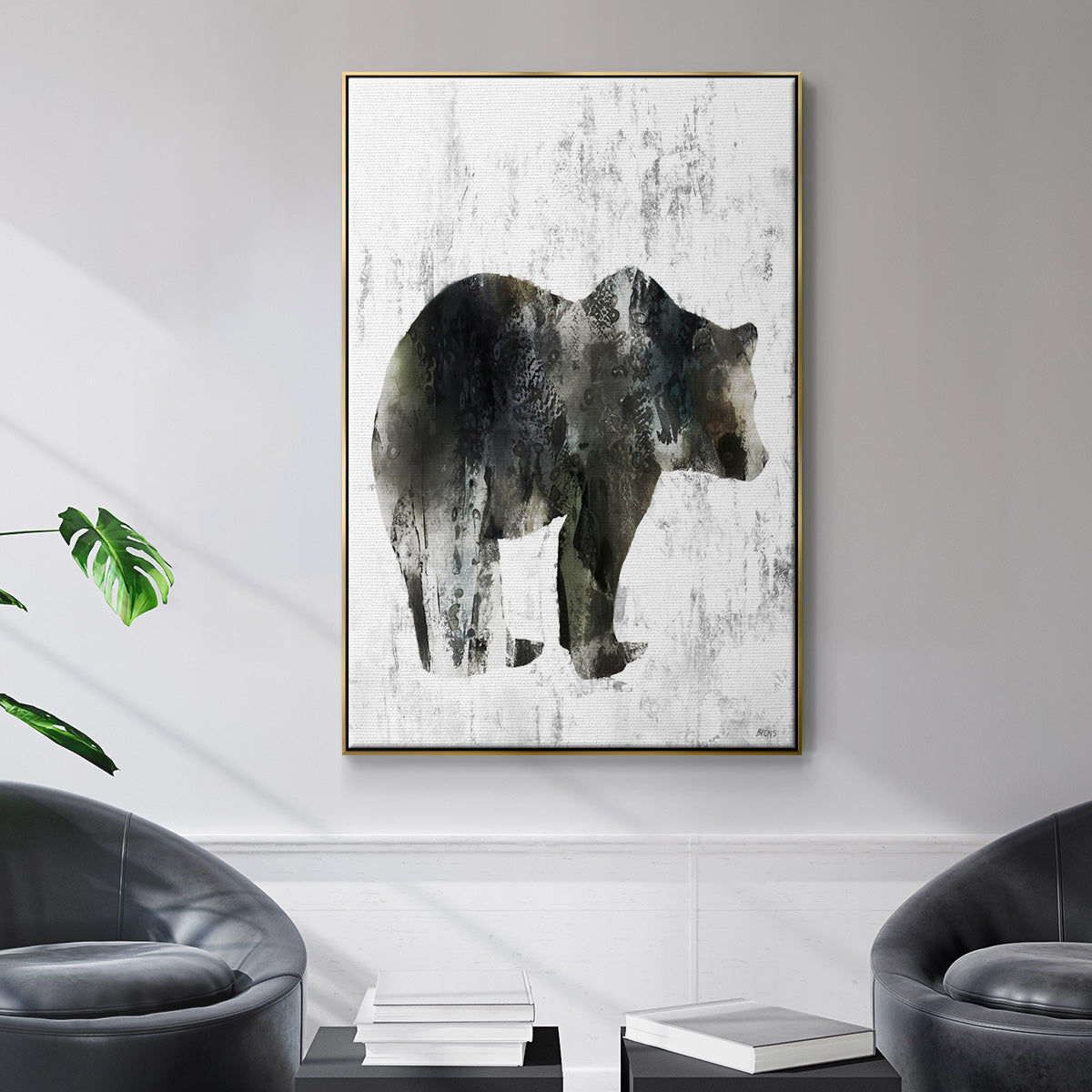 Bear Totem - Framed Premium Gallery Wrapped Canvas L Frame - Ready to Hang