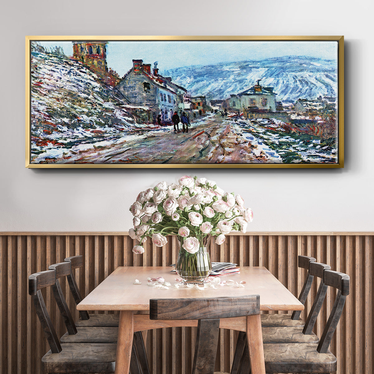 Road to Vétheuil in Winter - Floater Framed Canvas Print