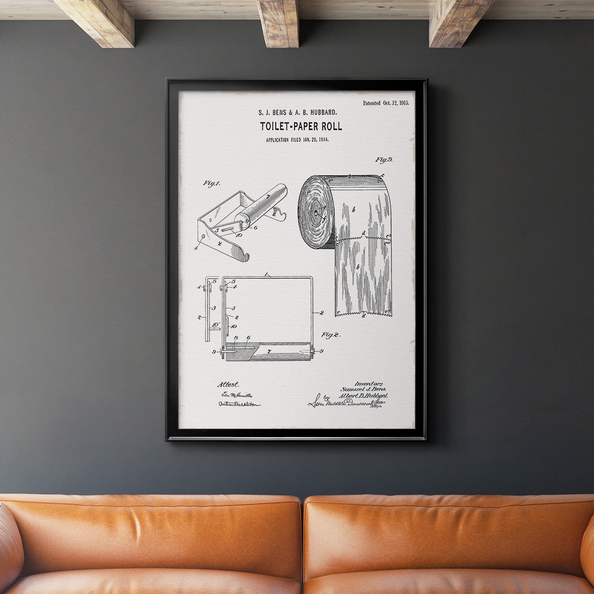 Toilet Paper Patent I - Modern Framed Canvas Print