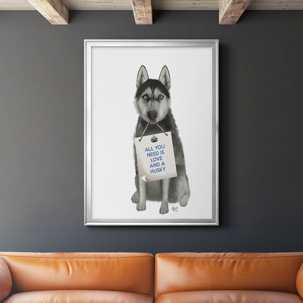 Love and Husky - Modern Framed Canvas Print