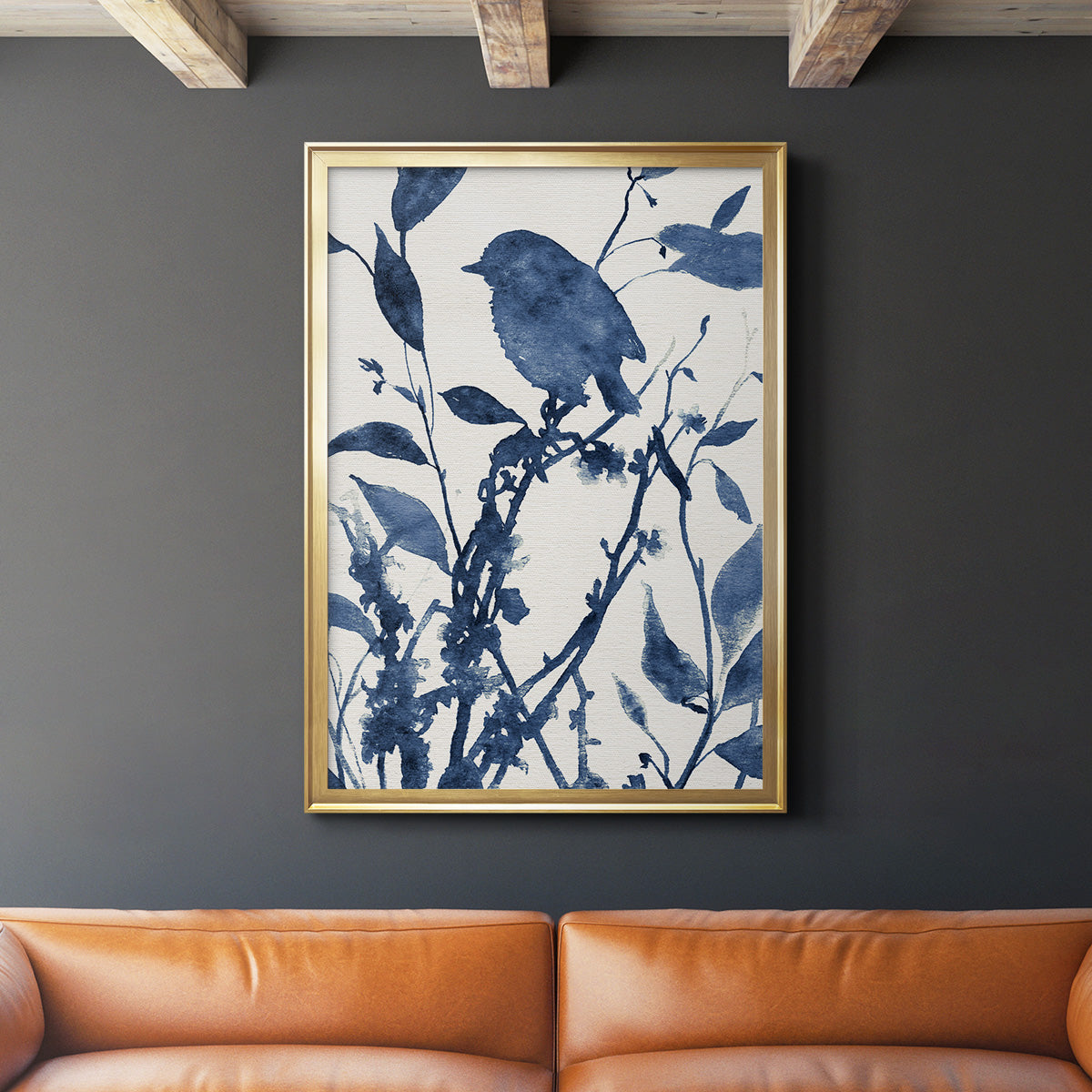 Bluebird Silhouette II - Modern Framed Canvas Print