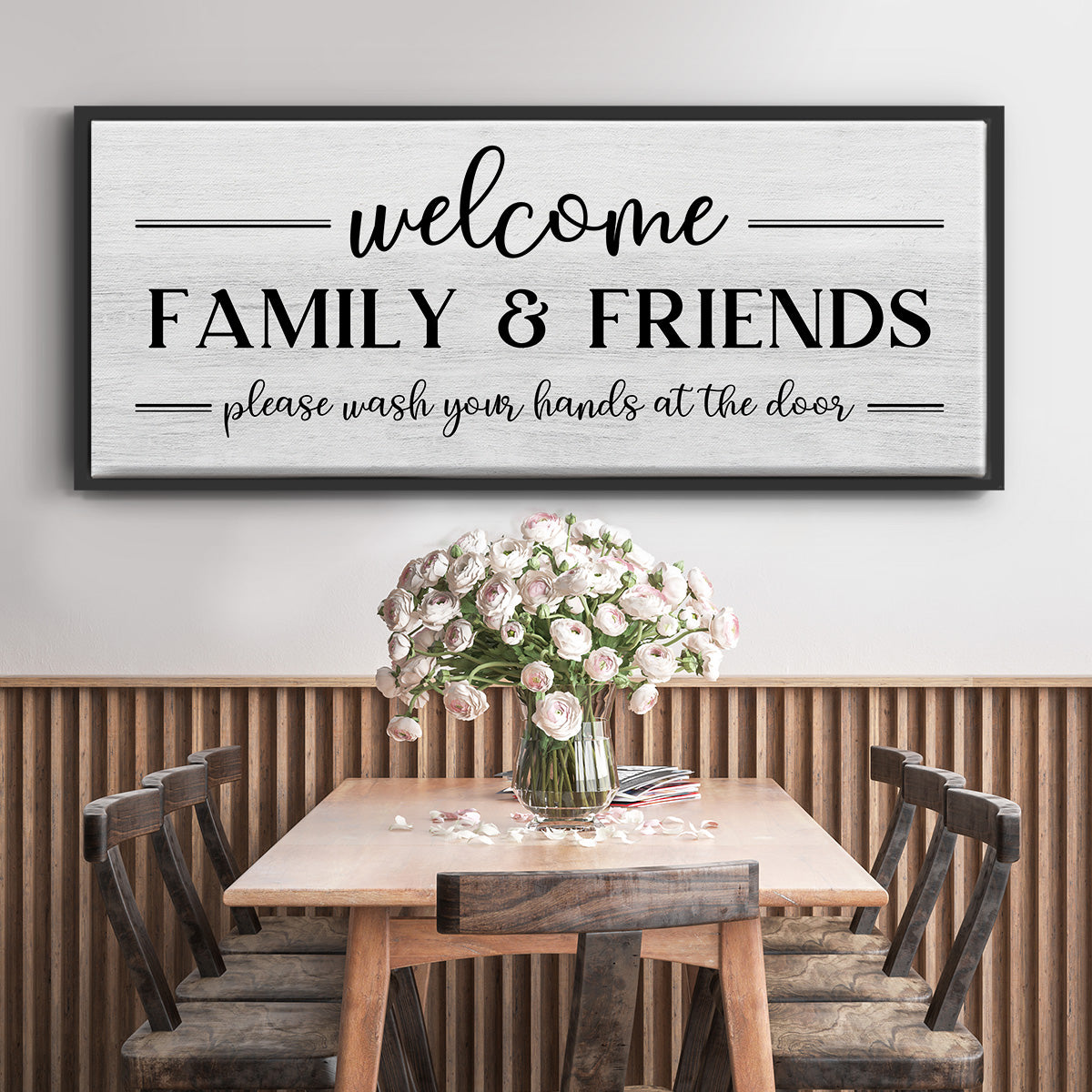 Welcome Family & Friends - Floater Framed Canvas Print