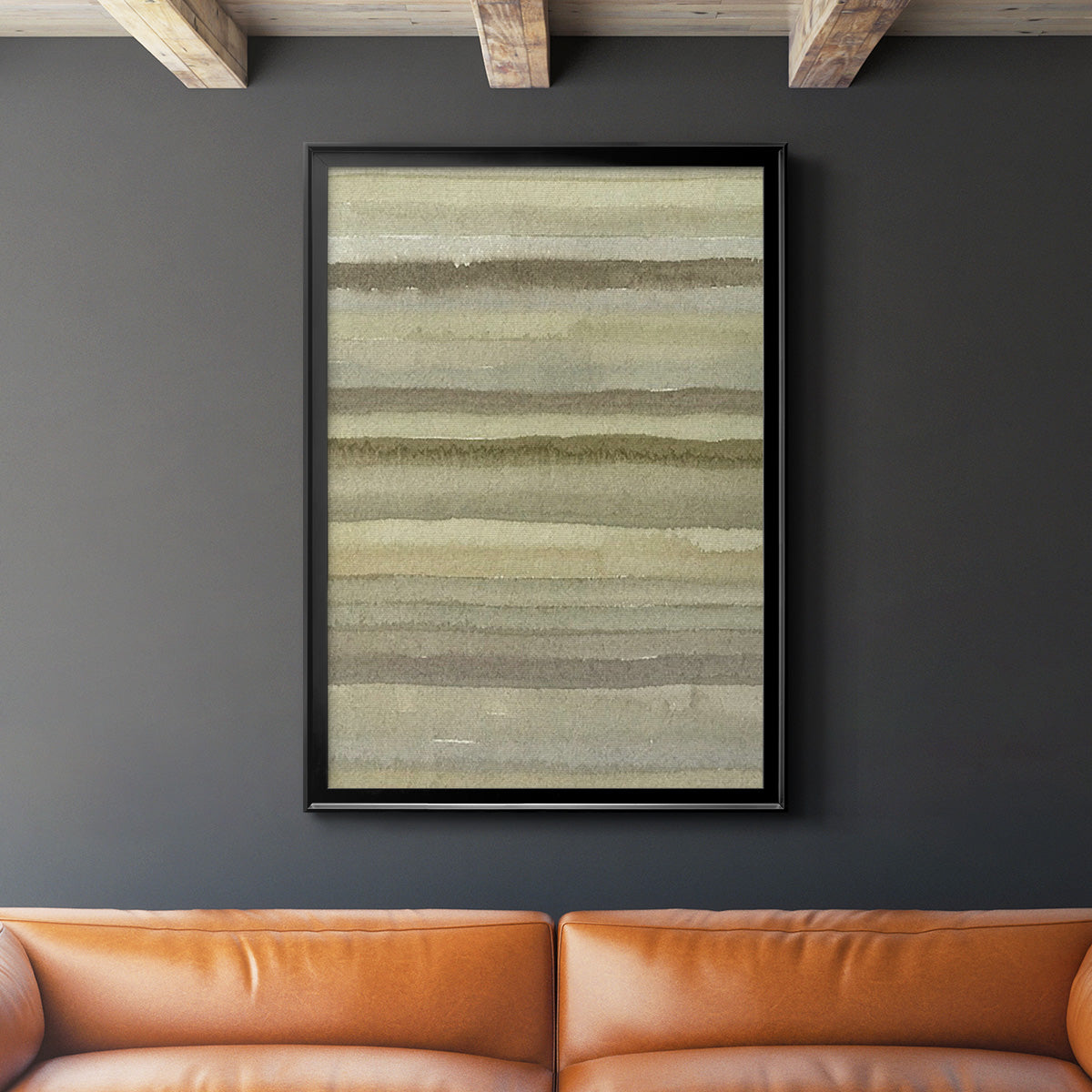 Lines in Neutral II - Modern Framed Canvas Print