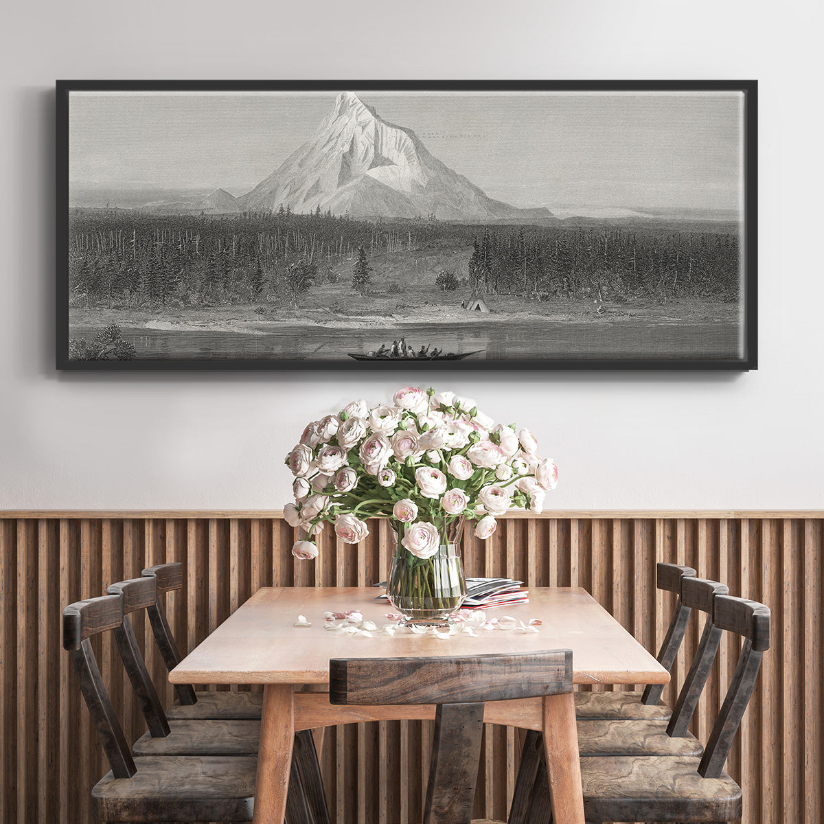 Mount Hood from the Columbia - Floater Framed Canvas Print