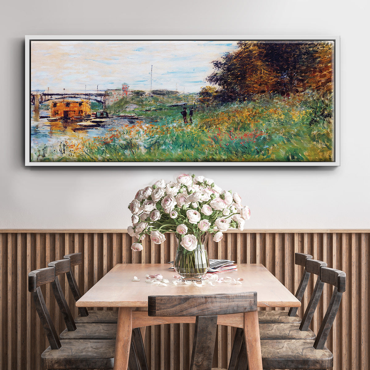 The Banks of the Seine at the Argenteuil Bridge, 1874 - Floater Framed Canvas Print