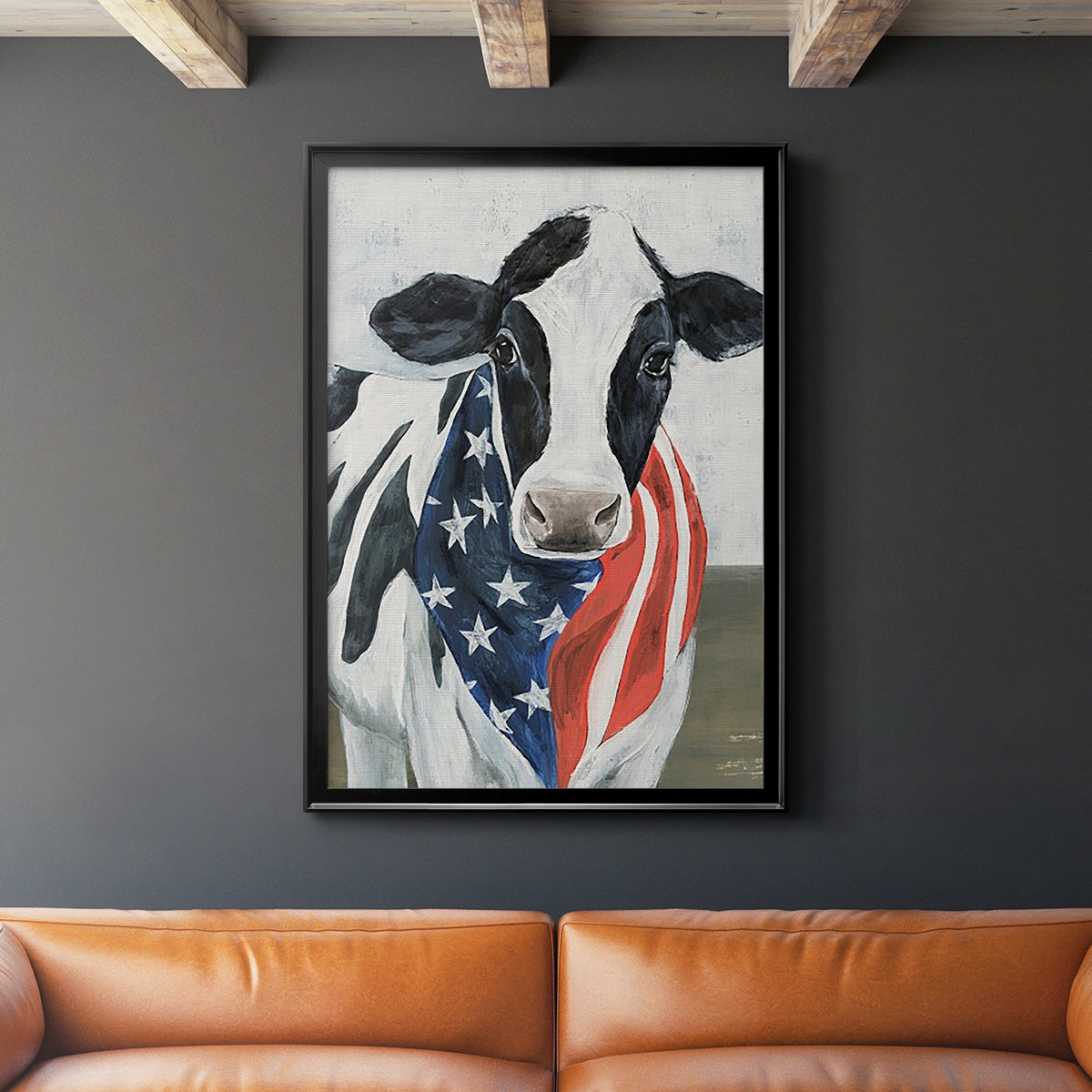 American Cow II - Modern Framed Canvas Print