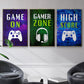 It's Game On I - Framed Premium Gallery Wrapped Canvas L Frame 3 Piece Set - Ready to Hang