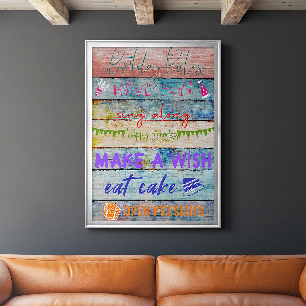 Birthday Rules - Modern Framed Canvas Print