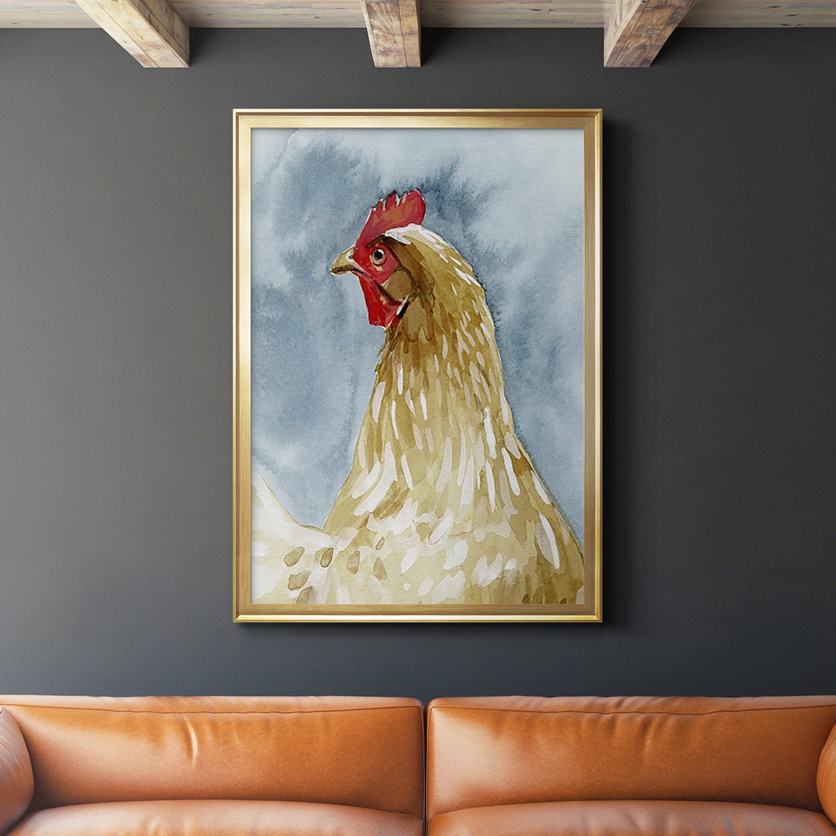 Chicken Portrait I - Modern Framed Canvas Print