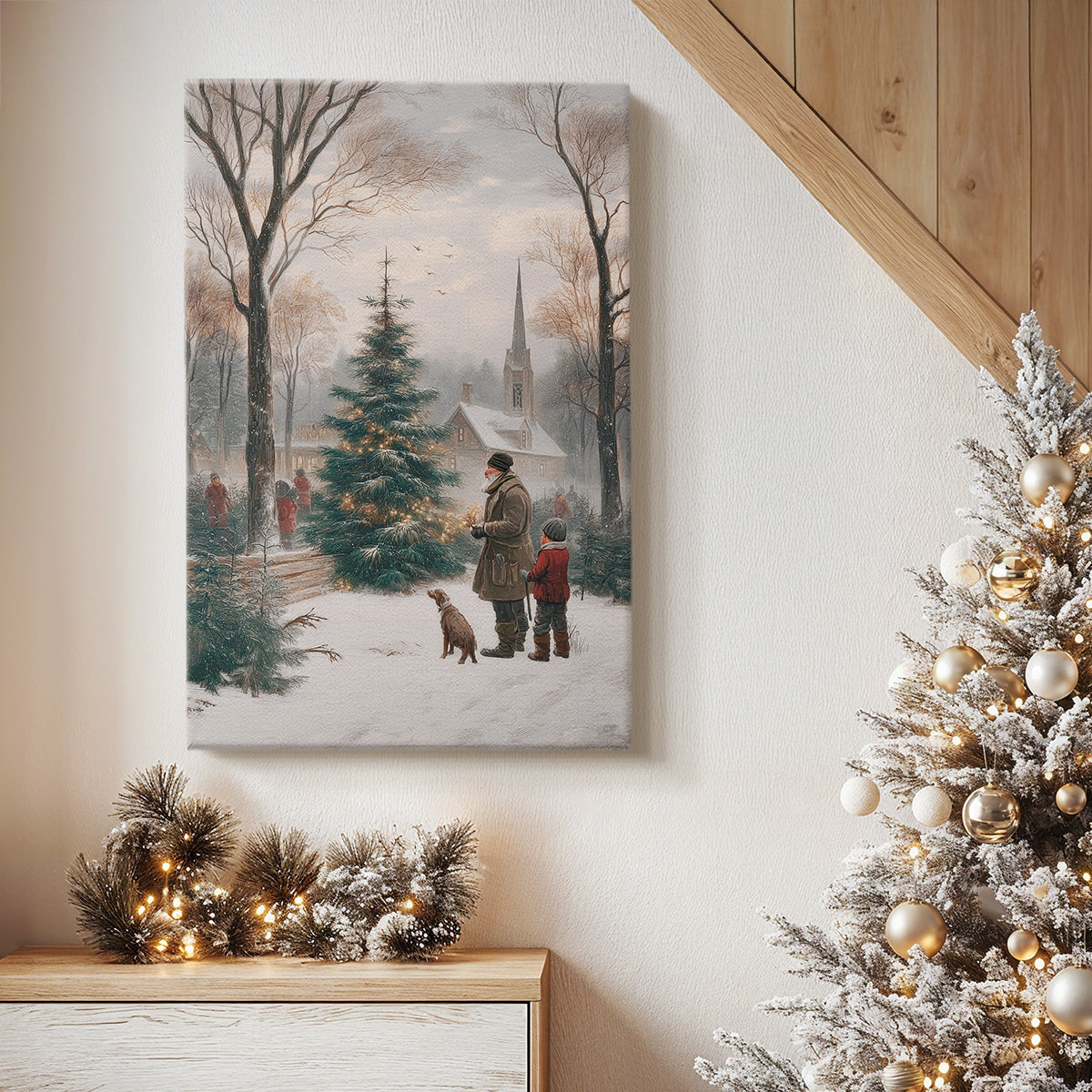 Eve of Soft Linen Evergreen - Canvas Art Print