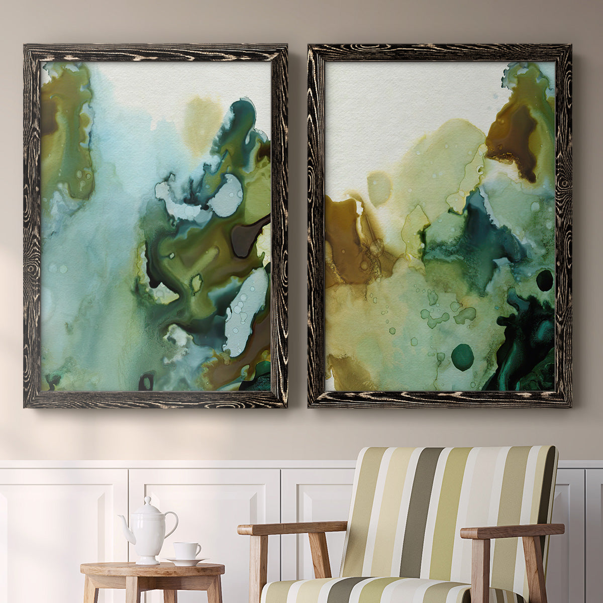 Water and Earth I - Premium Framed Canvas 2 Piece Set - Ready to Hang