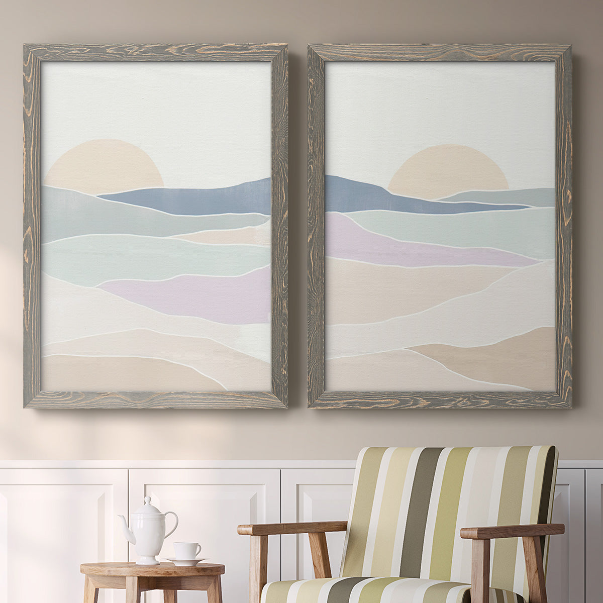 Wave Tableau I - Premium Framed Canvas 2 Piece Set - Ready to Hang