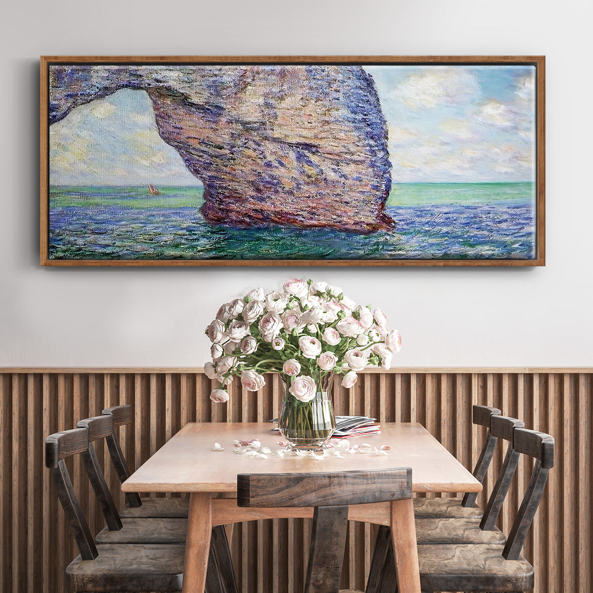 The Manneport at High Tide, 1885 - Floater Framed Canvas Print