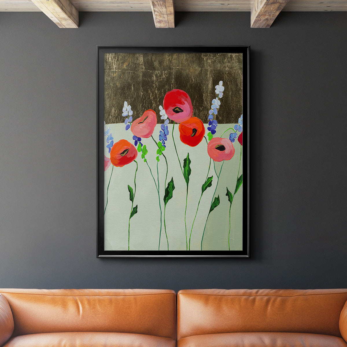 Poppy Party - Modern Framed Canvas Print