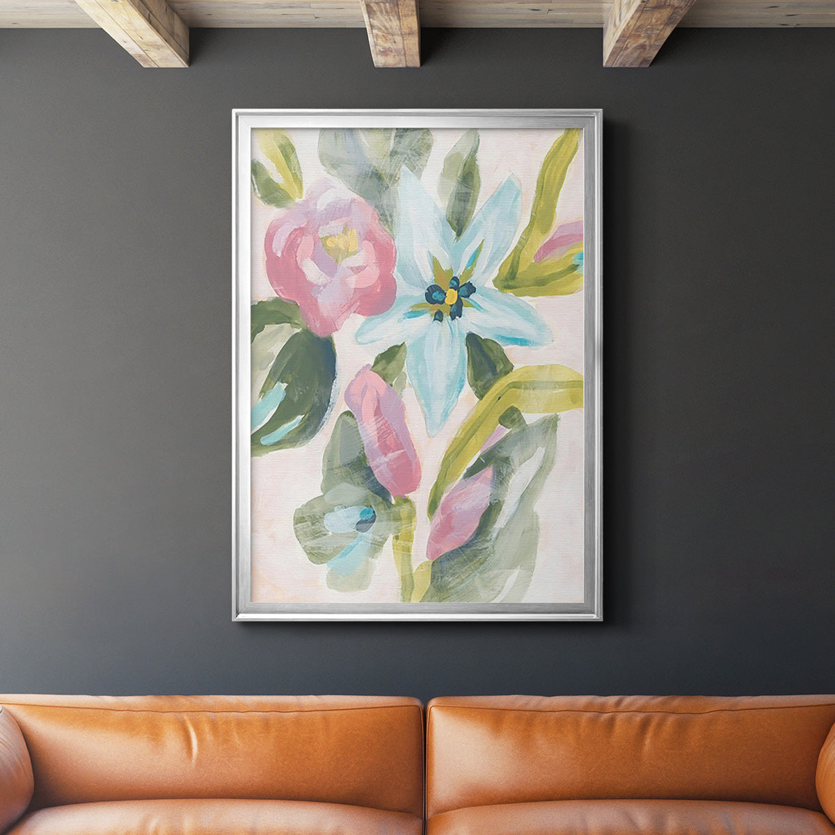 Floral Breeze Fresco  I - Modern Framed Canvas Print