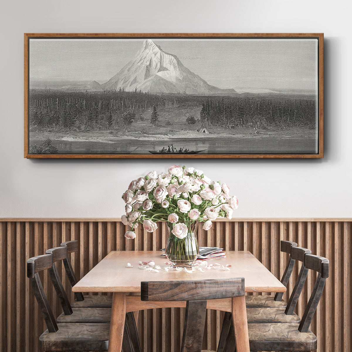 Mount Hood from the Columbia - Floater Framed Canvas Print