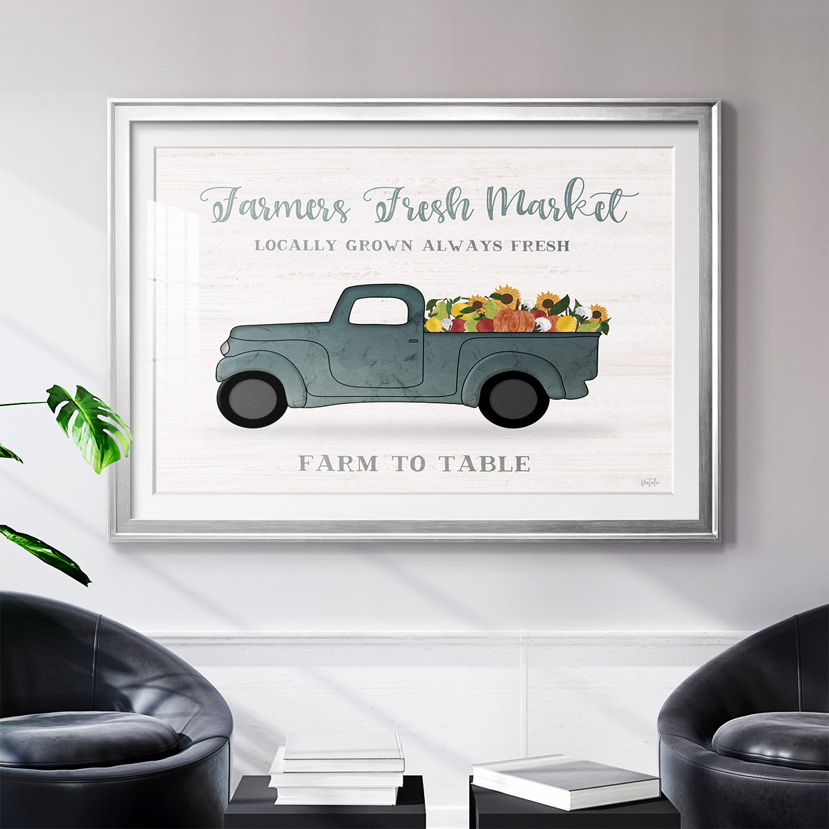 Fresh Sunflowers Truck - Modern Framed Art Print