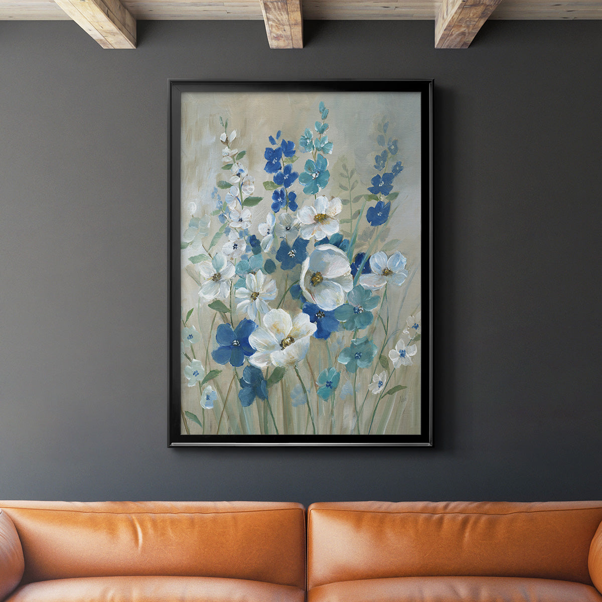 Blue Garden I - Modern Framed Canvas Print