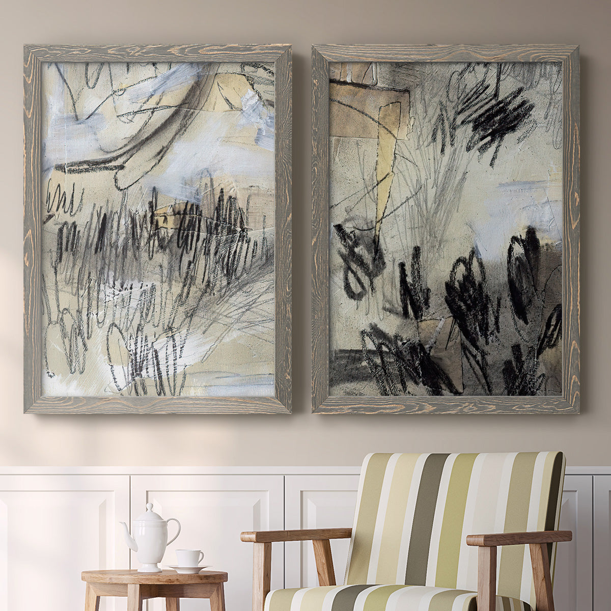 Masked Notes III - Premium Framed Canvas 2 Piece Set - Ready to Hang