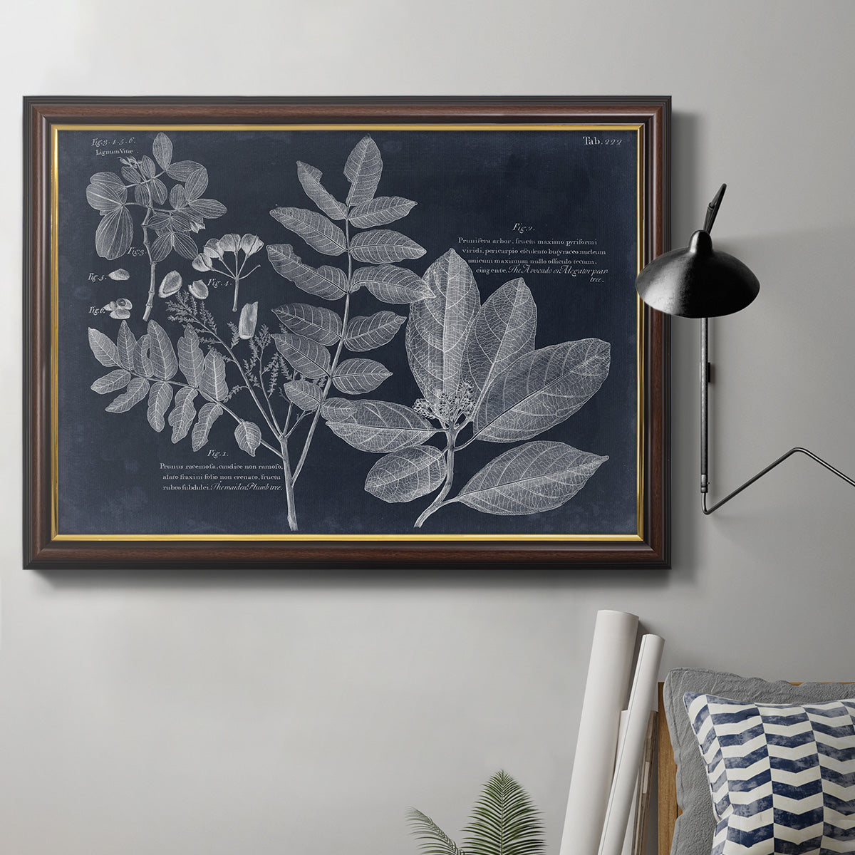 Foliage on Navy V Premium Framed Canvas- Ready to Hang