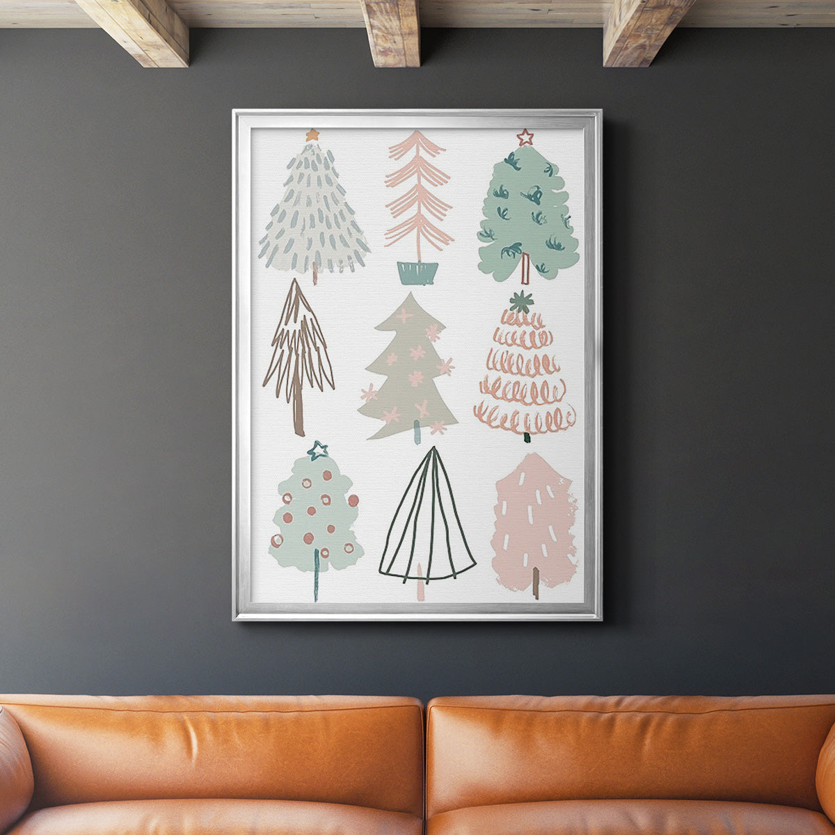 Christmas Tree Sketchbook I - Modern Framed Canvas Print