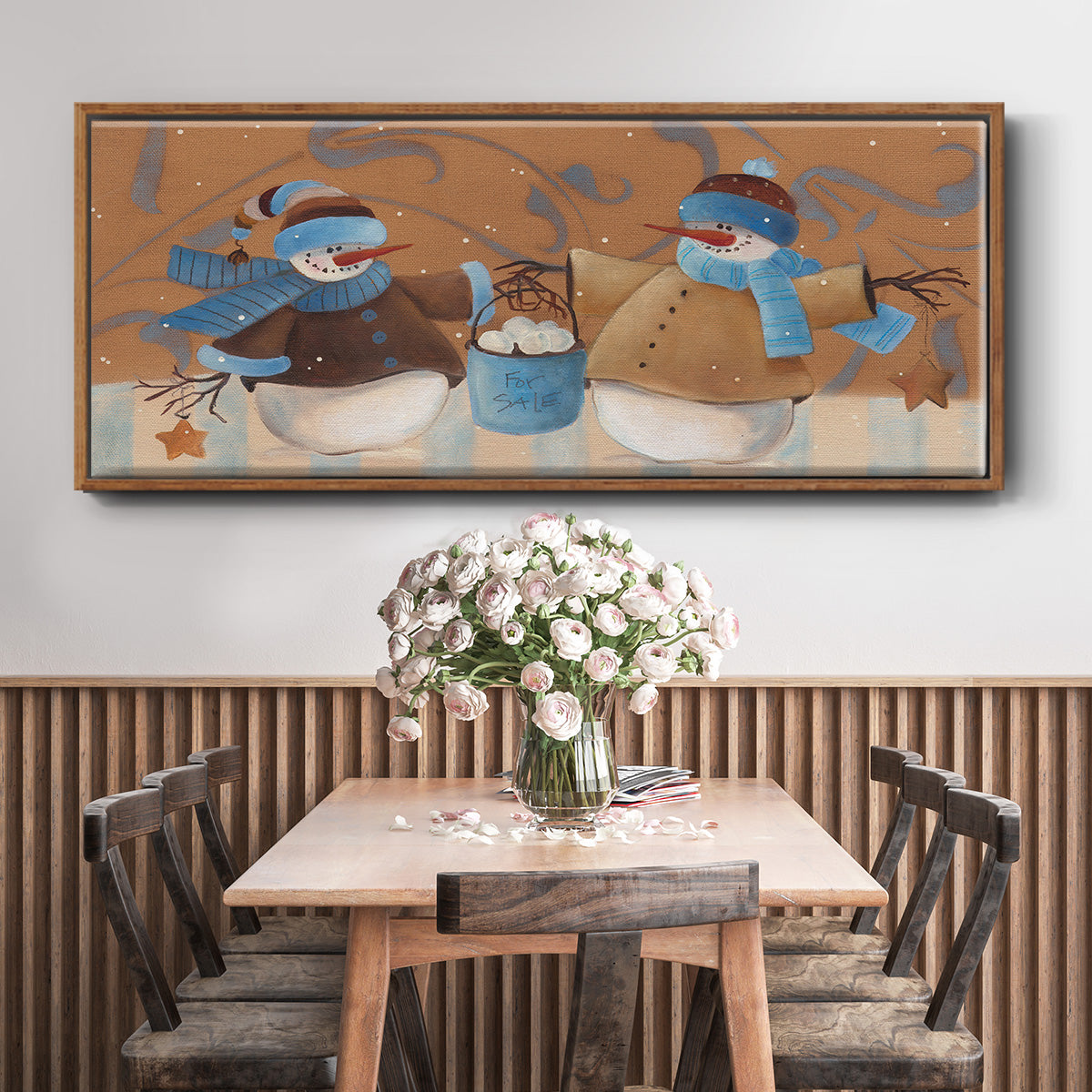 Snowball Bucket - Floater Framed Canvas Print