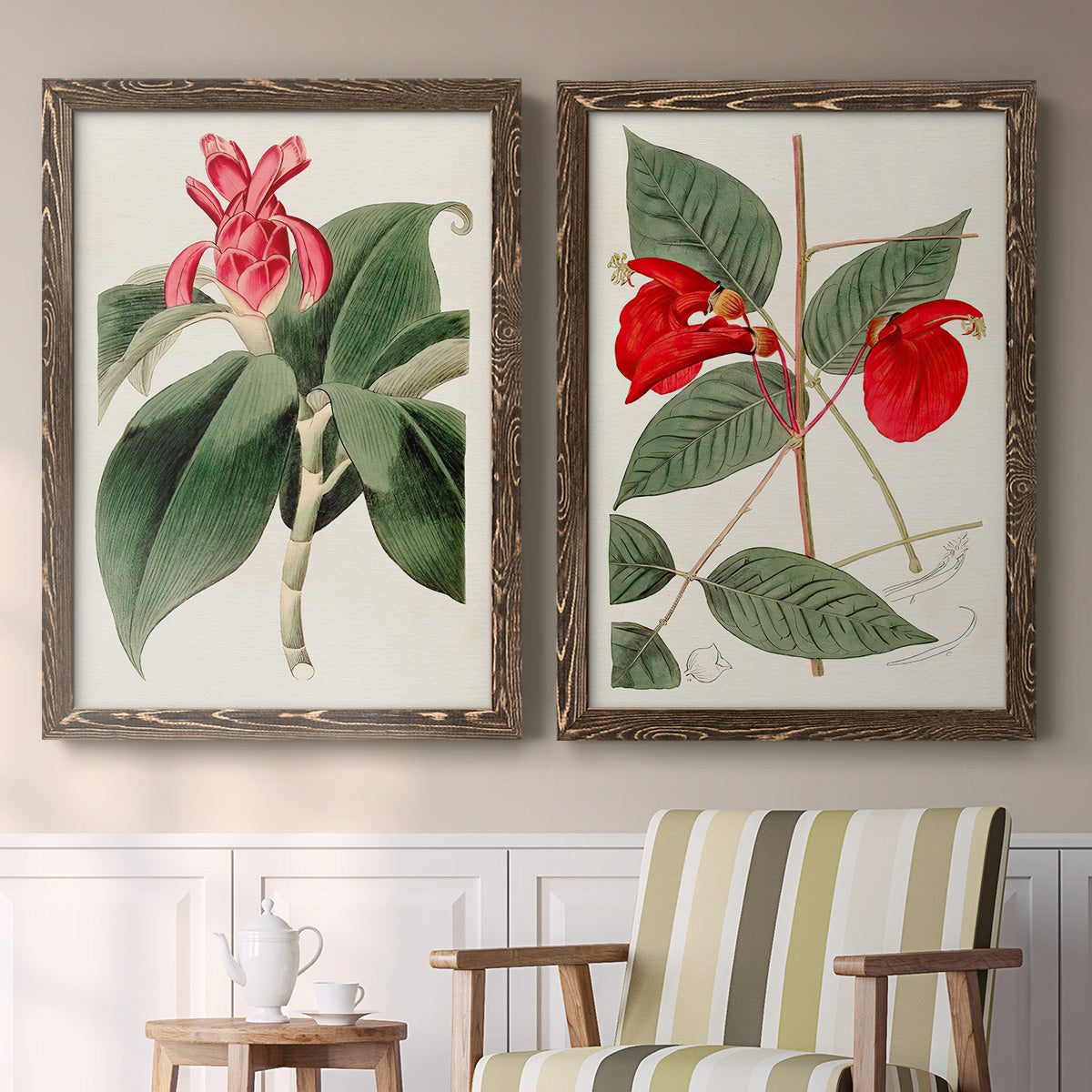 Flora of the Tropics I - Premium Framed Canvas 2 Piece Set - Ready to Hang