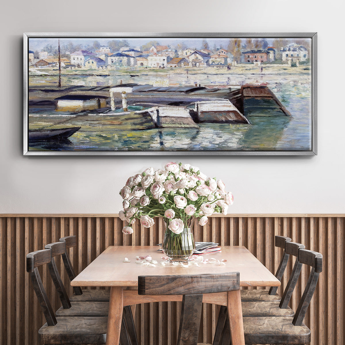 The Seine at Asnieres, 1873 - Floater Framed Canvas Print