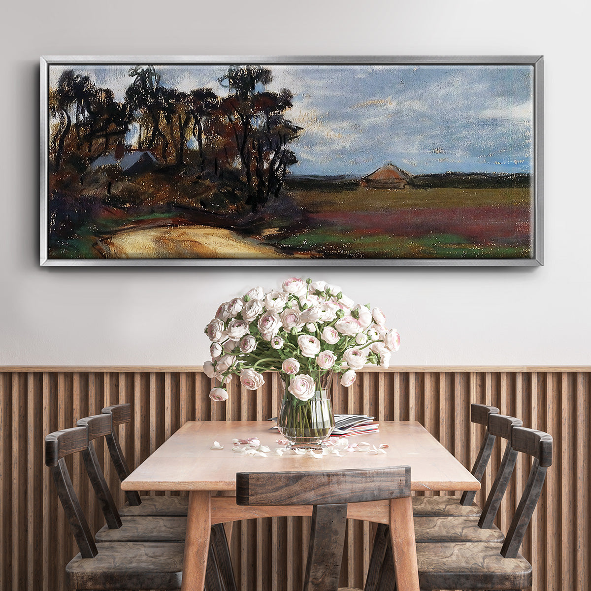 The Road and the House - Floater Framed Canvas Print