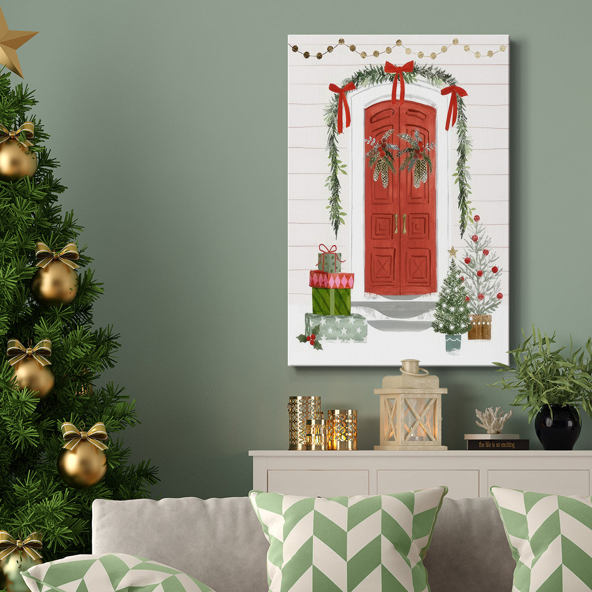 Festive Front Door II - Gallery Wrapped Canvas