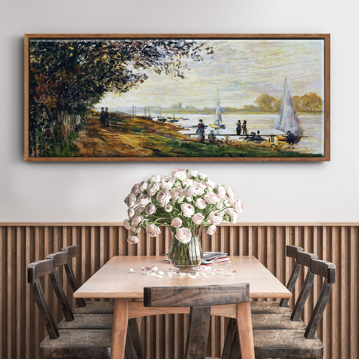 The Riverbank at Le Petit - Floater Framed Canvas Print