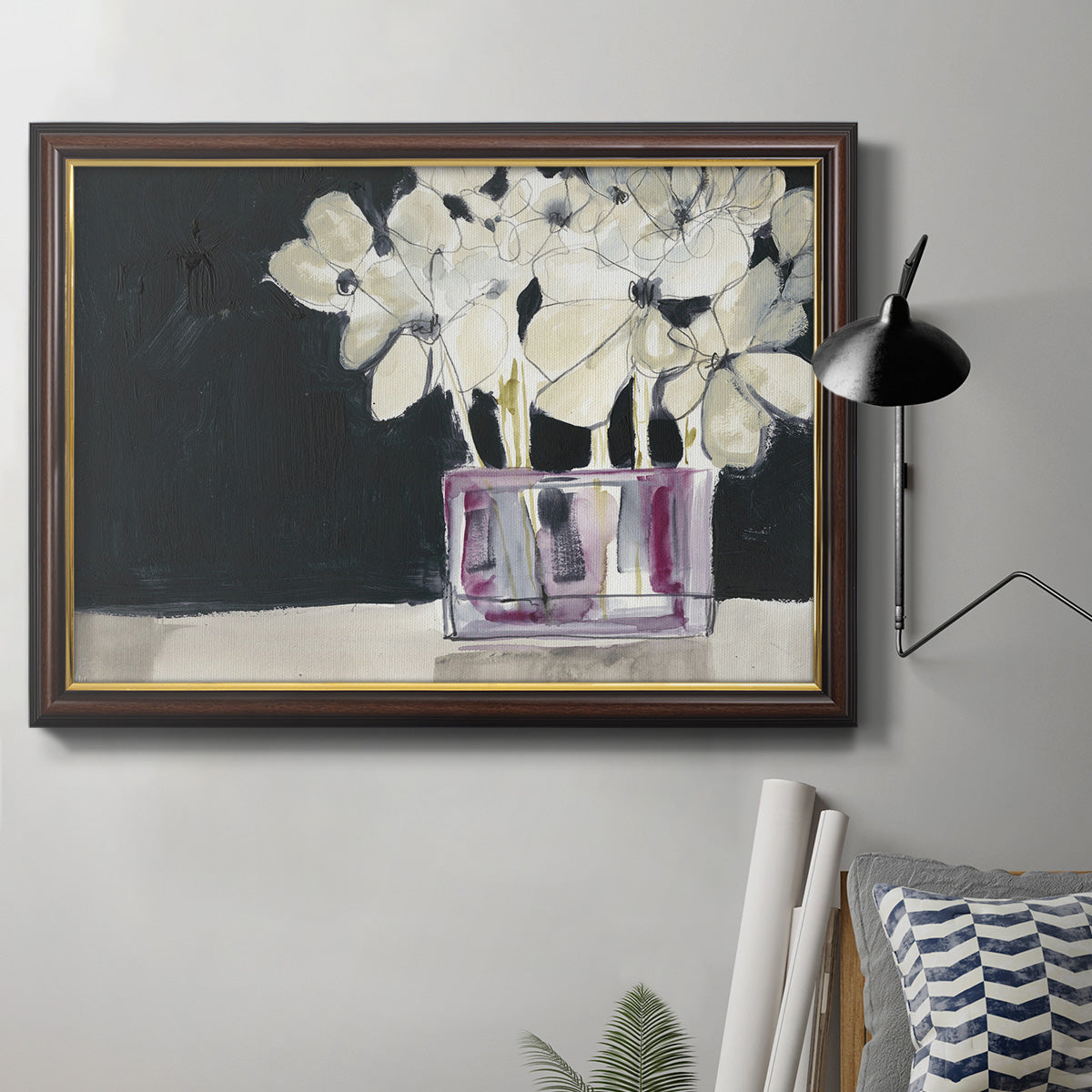 White Flowers in Fuchsia I Premium Framed Canvas- Ready to Hang