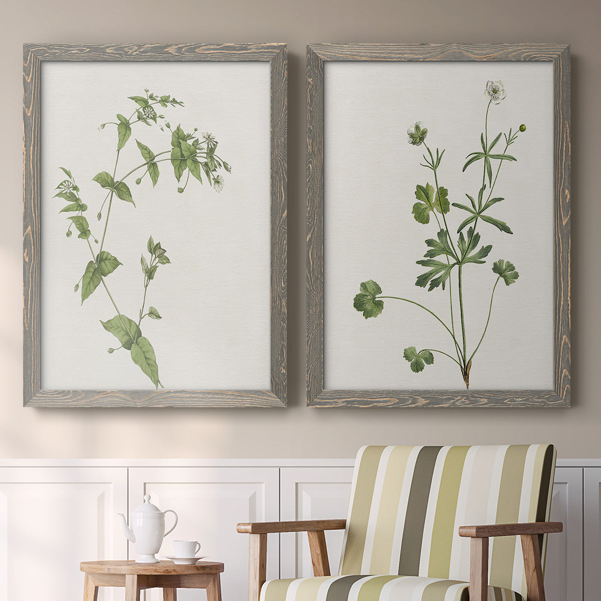 Wispy Botanical I - Premium Framed Canvas 2 Piece Set - Ready to Hang