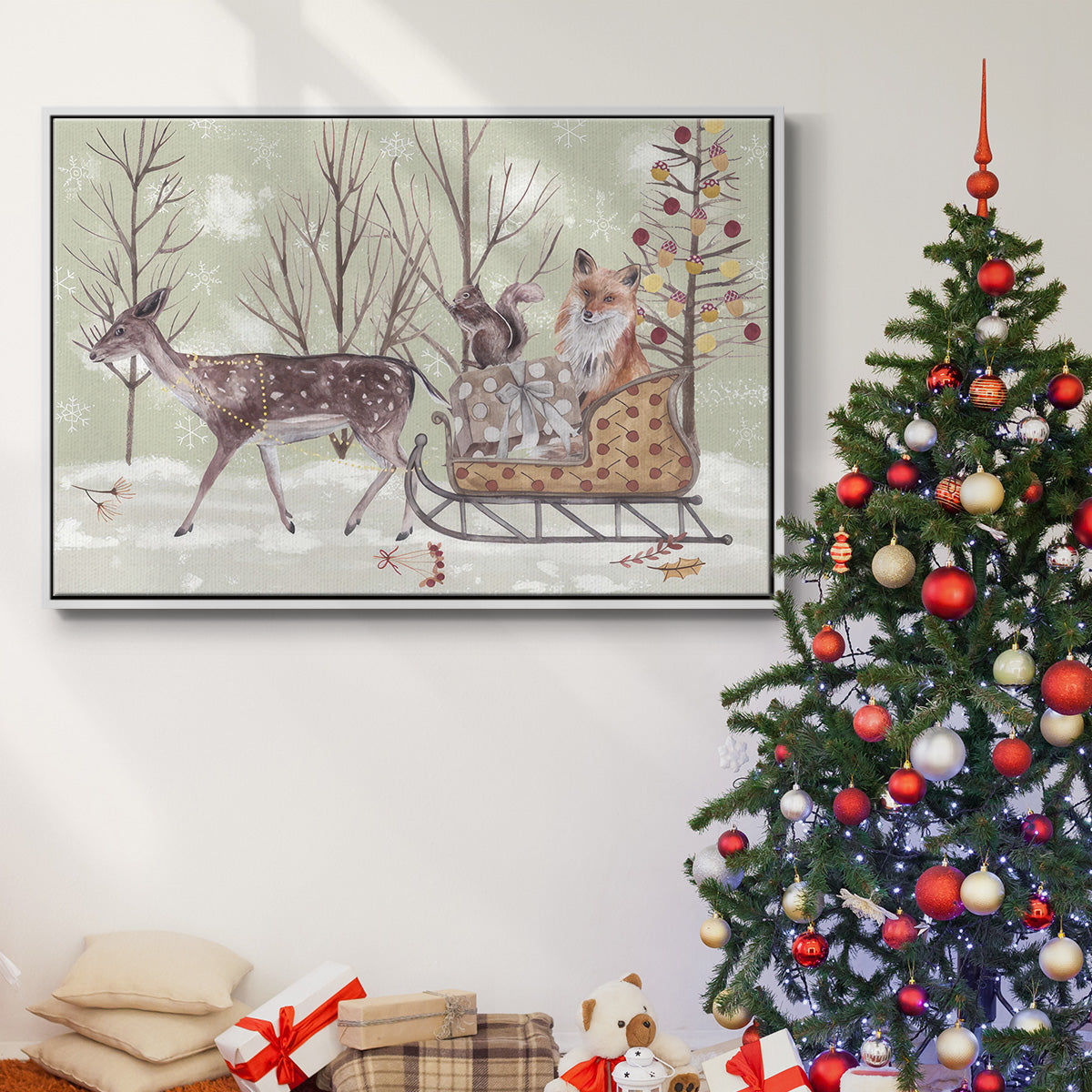 Christmas Time Collection A - Framed Gallery Wrapped Canvas in Floating Frame