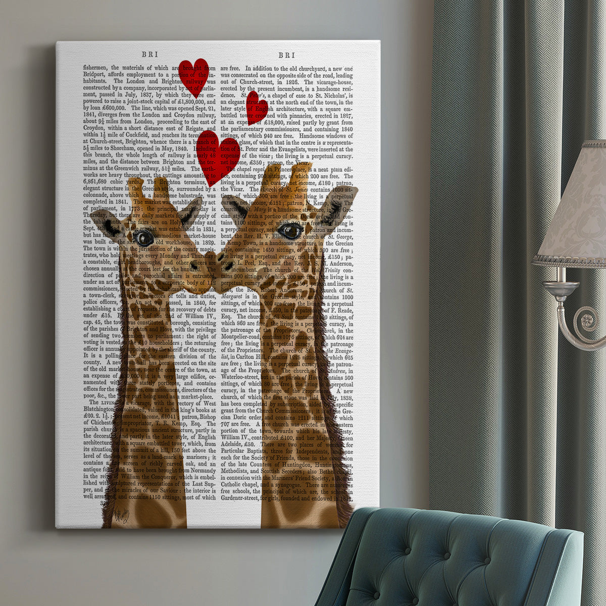 Giraffe Love Premium Gallery Wrapped Canvas - Ready to Hang