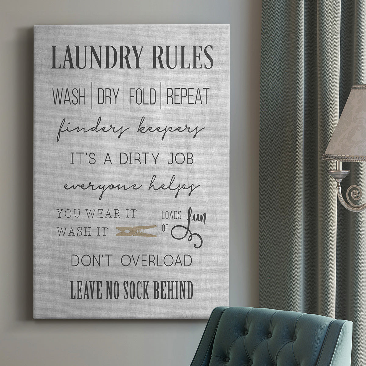 Neutral Laundry Rules Premium Gallery Wrapped Canvas - Ready to Hang