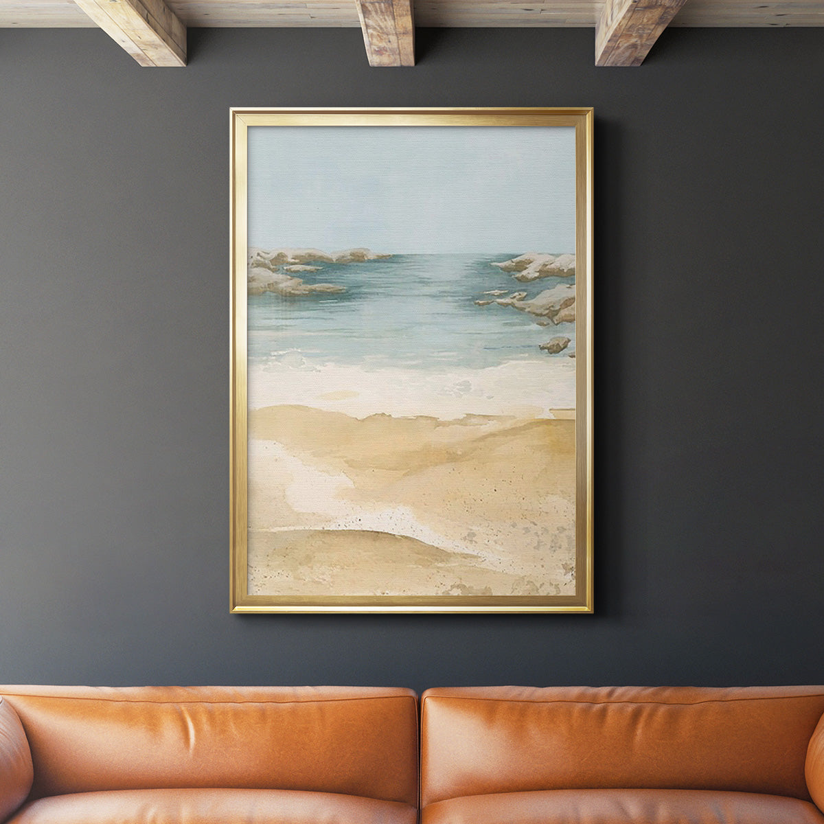 Tranquil Beach II - Modern Framed Canvas Print