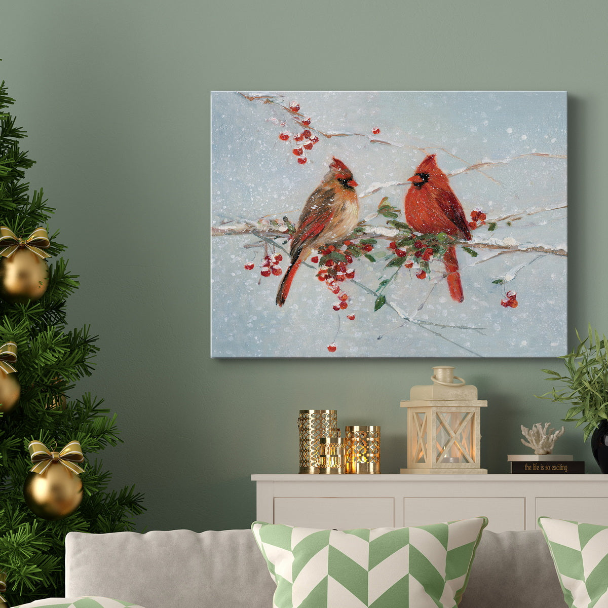 Cardinals in Winter - Premium Gallery Wrapped Canvas  - Ready to Hang