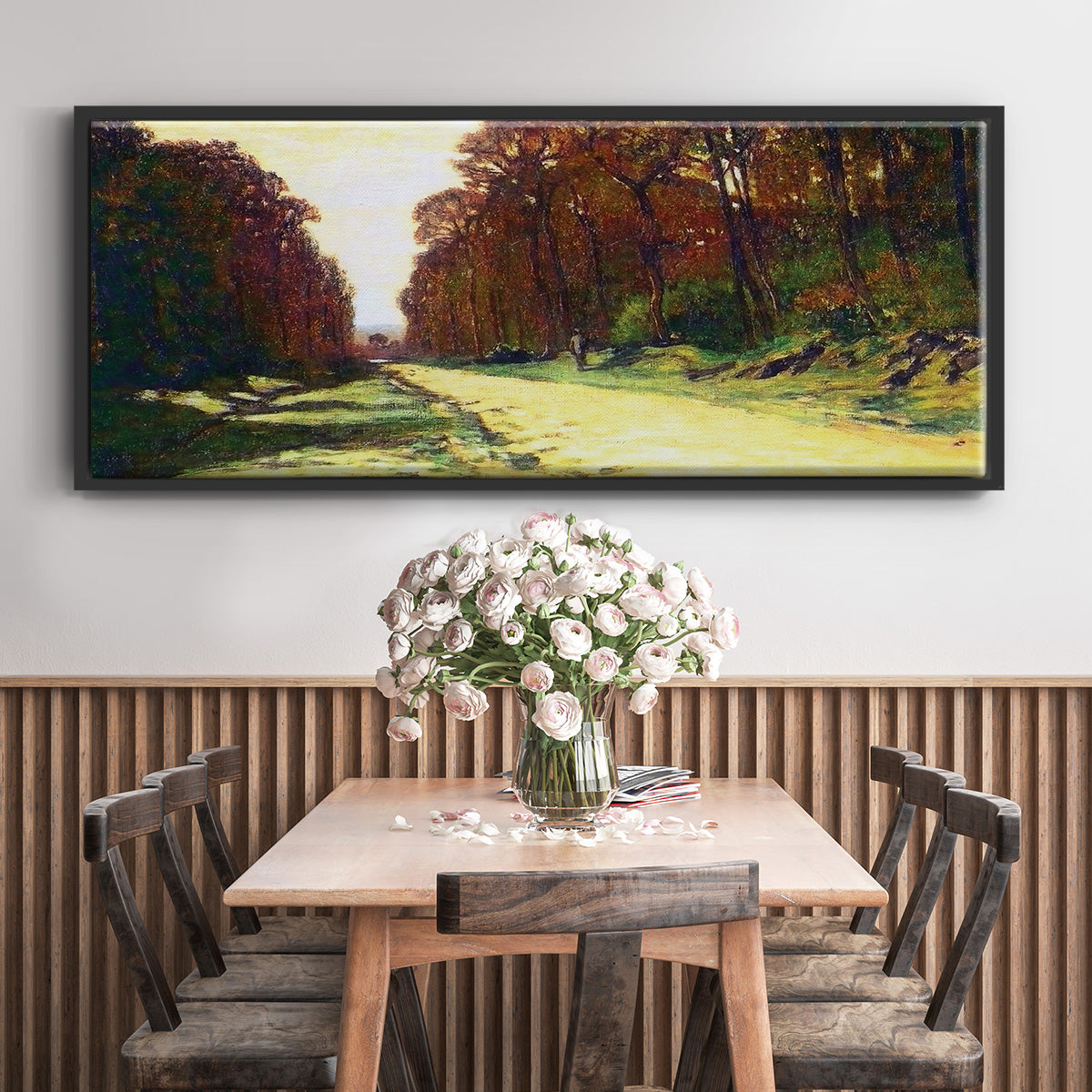 Road in a Forest Fontainebleau, 1864 - Floater Framed Canvas Print