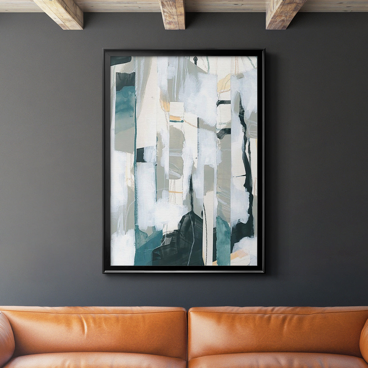Sea Cavern Strata I - Modern Framed Canvas Print